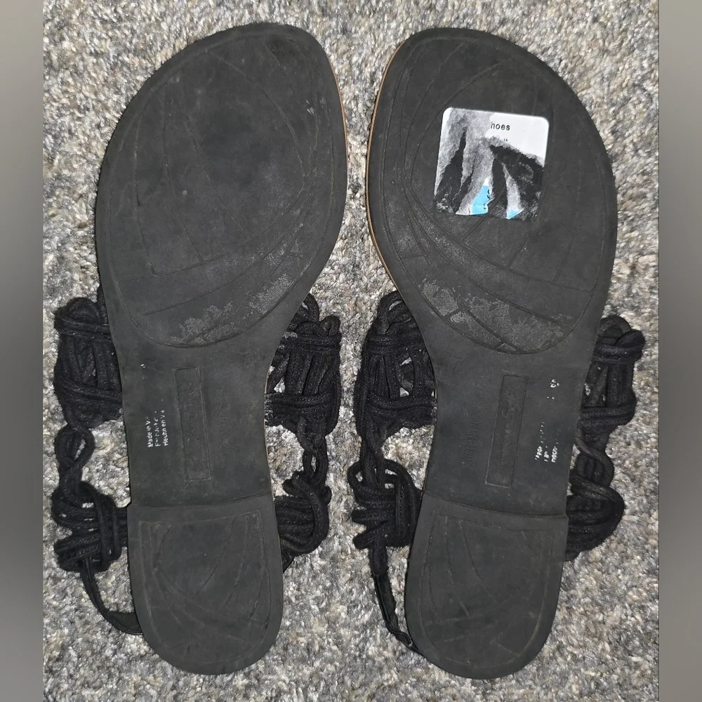 American Eagle Womens Black Woven Braided Sling Back Thong Flats Sandals Size 7 - Picture 6 of 6